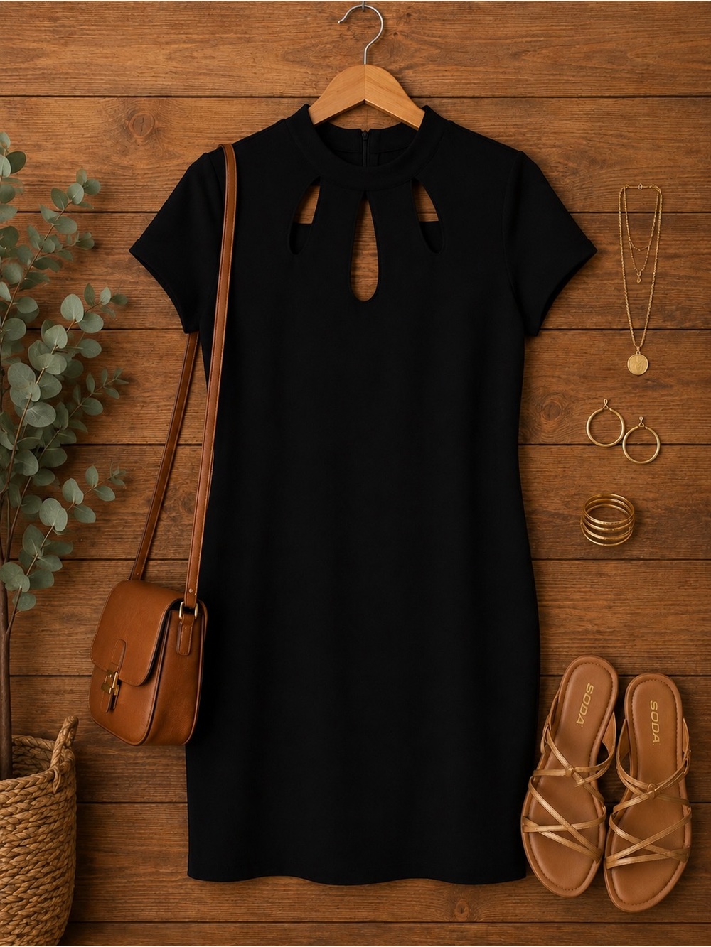 NWT Black Keyhole Dress | L Minimalist Chic